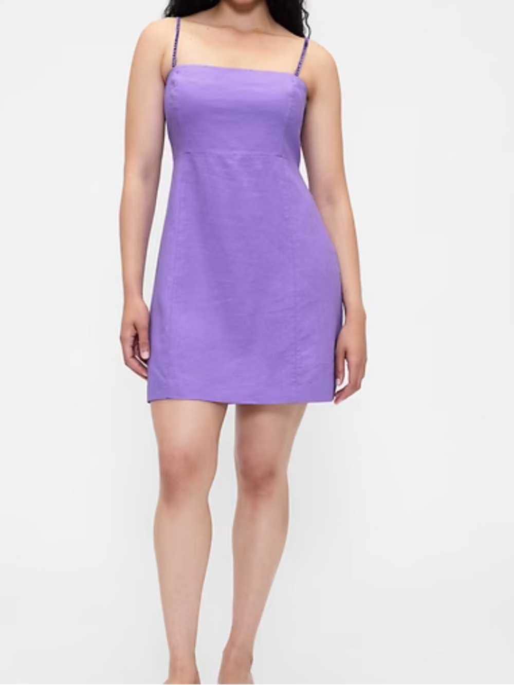 Linen-Blend Mini Dress - Picture 4 of 9